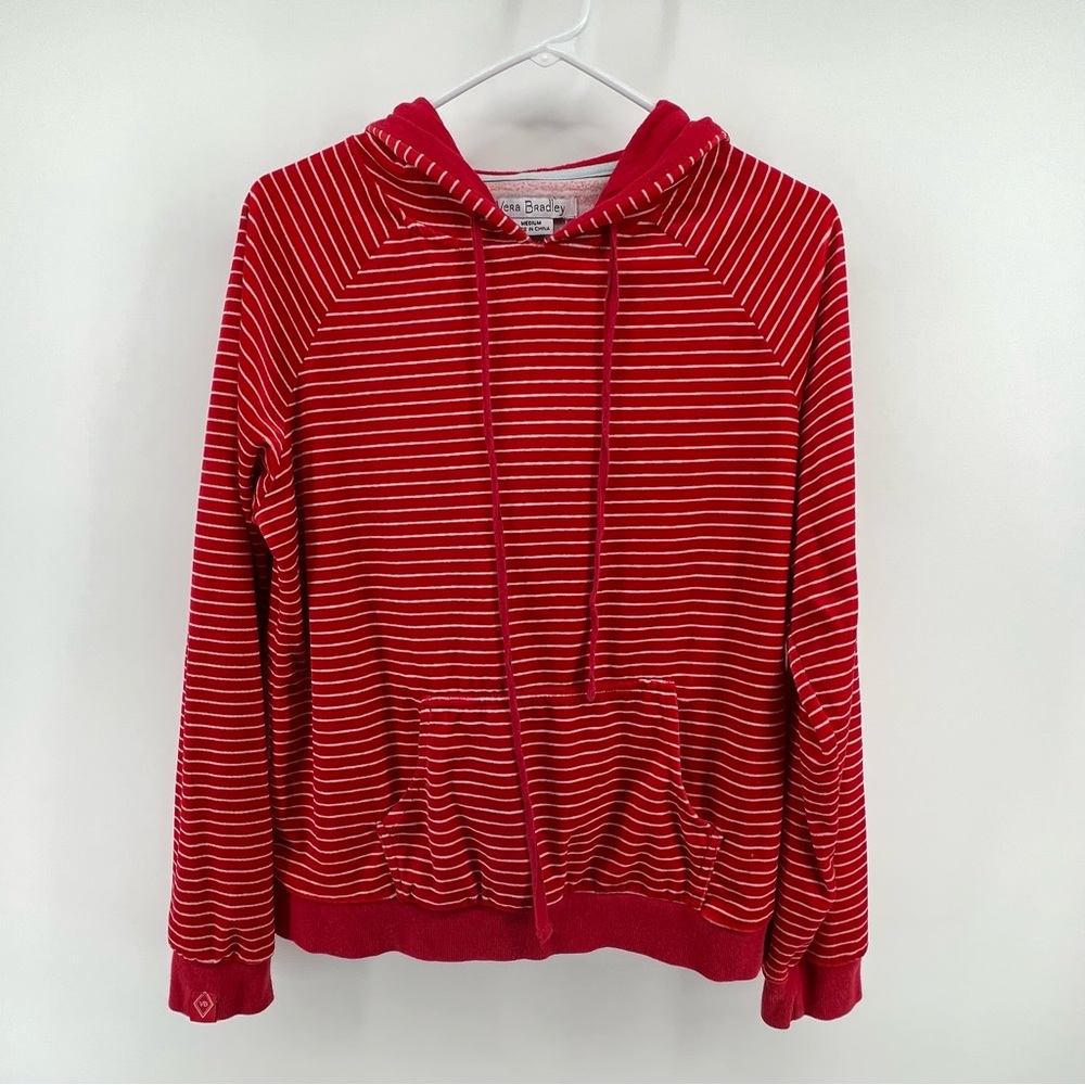 Vera Bradley velour stripe red hoodie medium